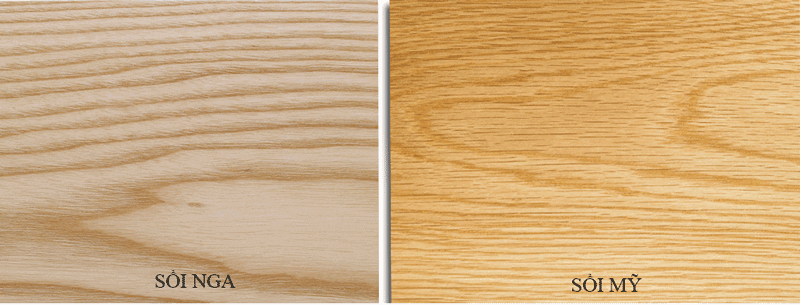 Hình ảnh so sánh gỗ sồi nga và gỗ sồi mỹ